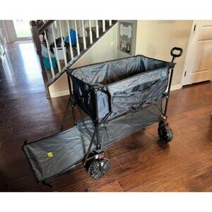 400L Large Capacity Folding Double Decker Wagon, 54" Extra Long Ext